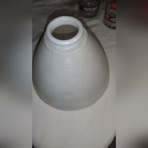 Vintage CORNING white waffle pattern glass lamp diffuser torchiere no. 820120
